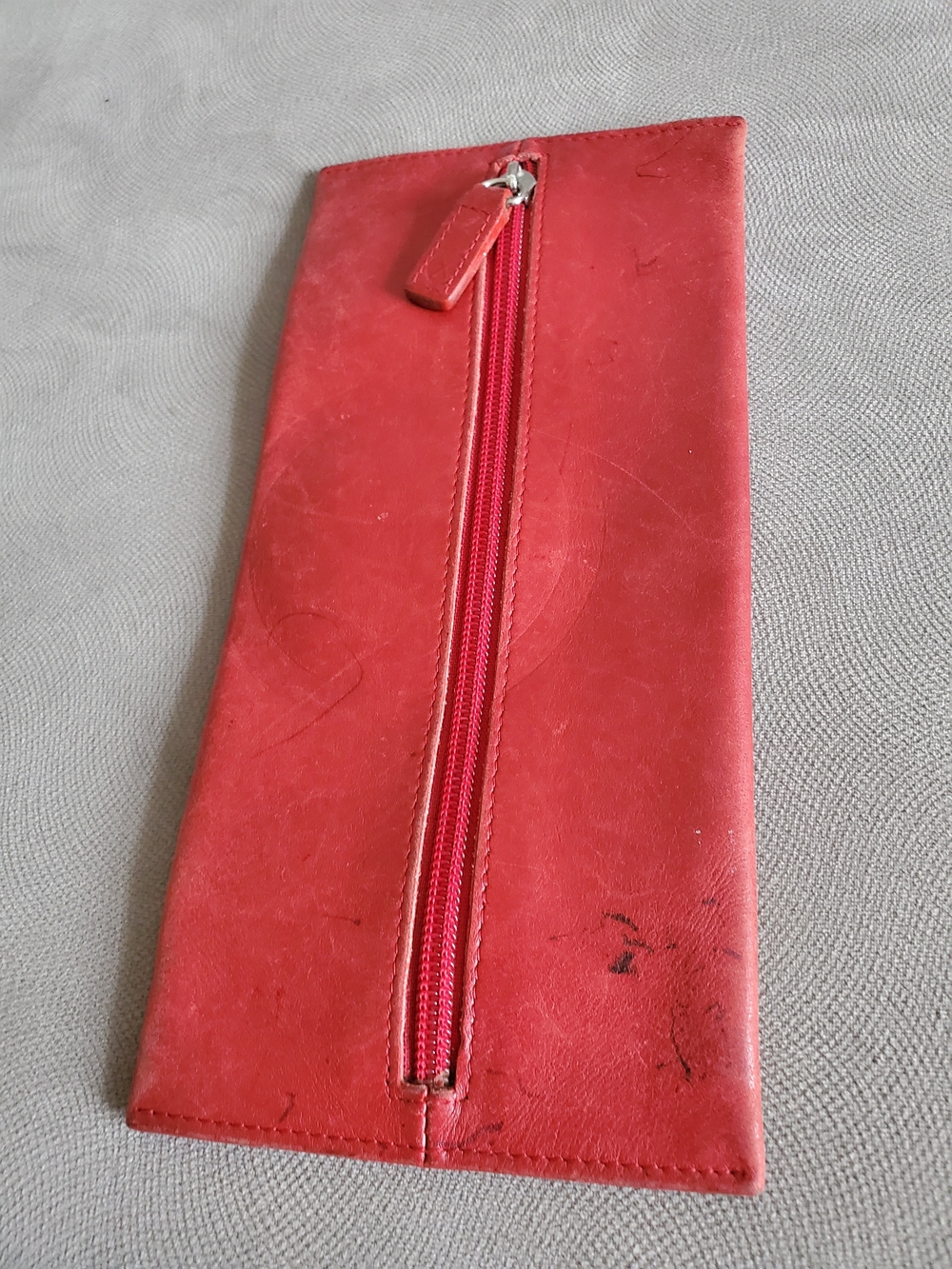 Vintage Coach Red Leather Zippered Wristlet Clutch Womens